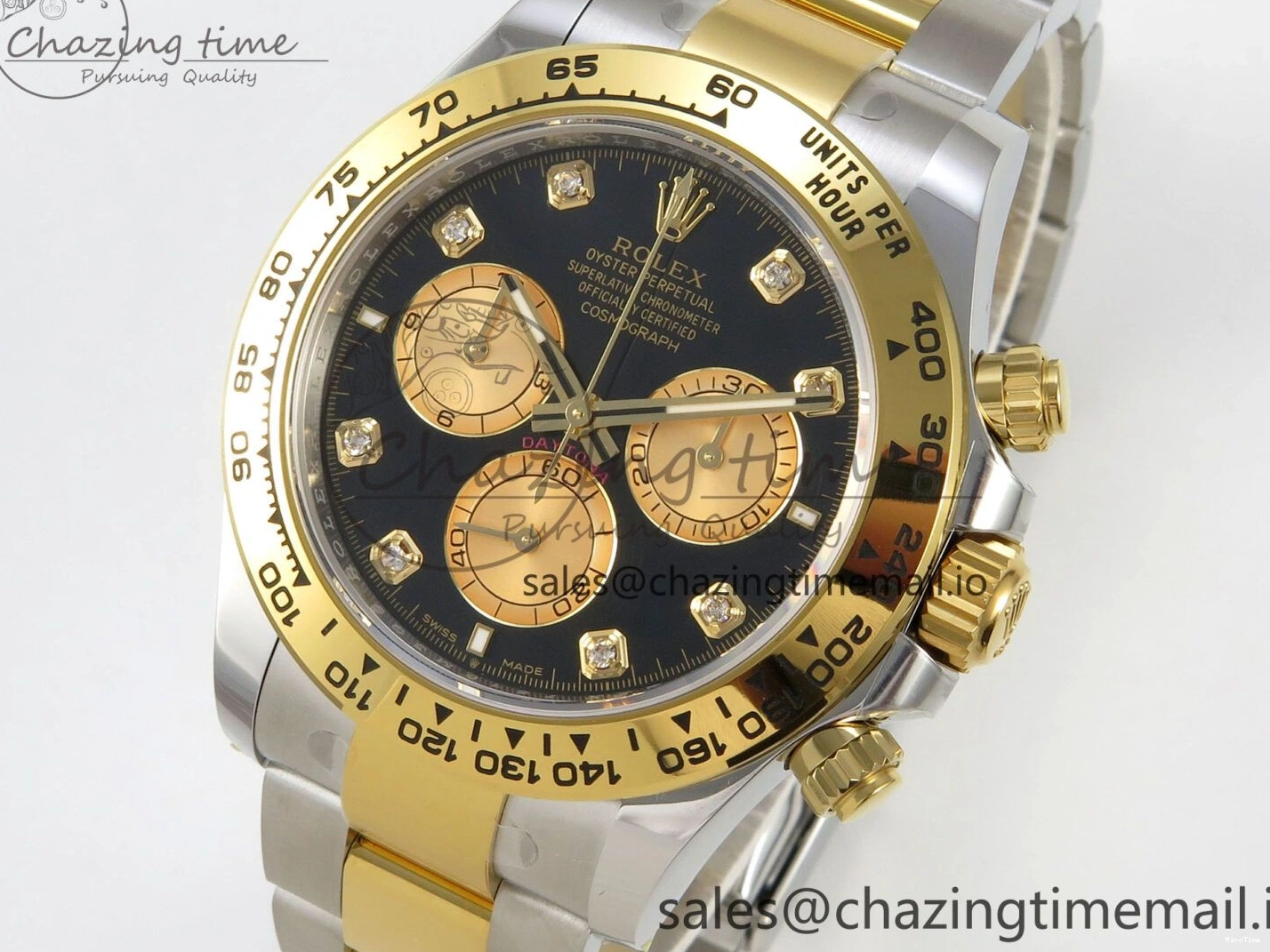 MiroTime 0512 Fashionable Daytona 126503 THBF 1:1 Best Edition Black YG Diamonds Dial on SS YG Bracelet SH 137